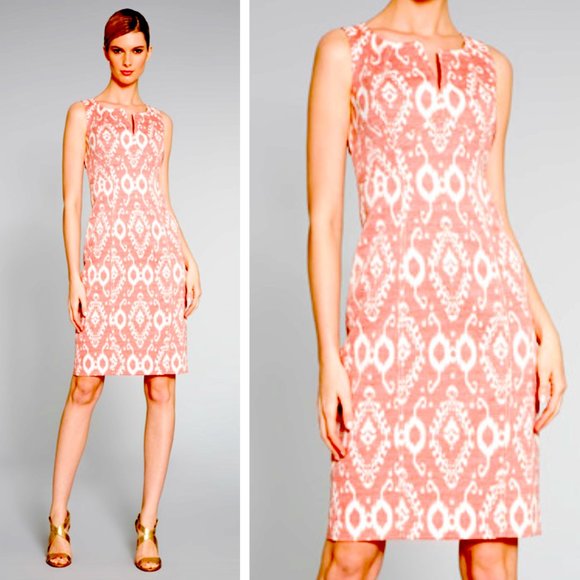 New NWOT Ikat Print Structured Sleeveless Sheath Midi Dress Anne Klein 8 $148 - Picture 3 of 7